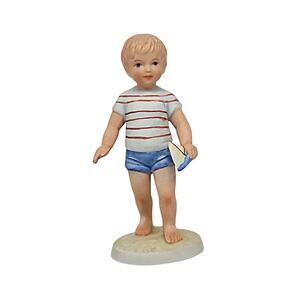 Vintage 1983 Frances Hook For A Mothers Love Ceramic Boy w/ Sail Boat Figurine